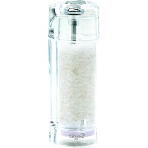 Bisetti Torino 5.9 Inch Clear Acrylic Pepper Mill With Adjustable Carbon Steel Grinder, Made in Italy