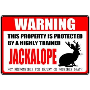Vintage Jackalope Aluminum Metal Sign,Warning Sign Pet Gift,This Property Is Protected By Highly Trained Sign Funny Tin Signs 12X8 Inch, black-19