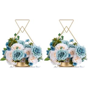 NUPTIO 2 Pcs Wrought Iron Portable Hanging Gold Flower Vase for Party Home Decor Wedding Gifts, Wedding Centerpieces for Tables, Flower Holder Centerpiece