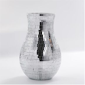 Disco Ball Mirror Flower Vase – Silve Mirrored Vase Illuminate Your Blooms with Elegance Mosaic Glass Vase