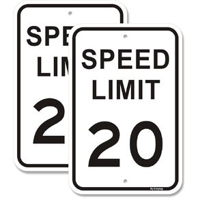 2 Pack Slow Down Speed Limit 15 MPH Sign for Street Road, 12" x 18" Reflective Aluminum,Easy Mounting, Rust-Free Fade Resistance