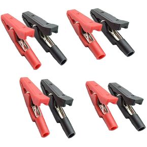 4sets Insulated Mini Test Alligator Clip 2mm Red Black Insulated Safety Multimeter Test Leads Alligator Clips Plug Connectors Heavy-Duty Insulated Alligator Clips