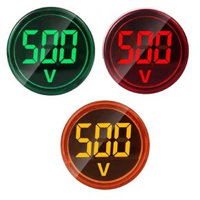3pcs Digital Display AC Current Indicator, 22mm Round Head LED Current Tester 0~100A Ammeter Monitor Green red Yellow