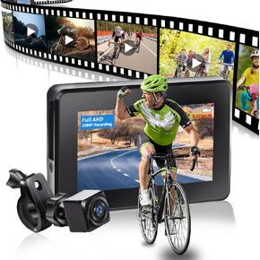 Bike Camera Recorder Handlebar Monitor: Portable 3 Mins Easy Installation AHD 1080P 4.3 Inch Screen Bicycle Rear View Camera - PTAVLO P06