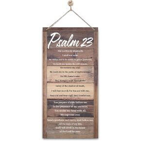 Christian Decor, Bible Verse Psalms 23 Hanging Sign, Decorative Wall Plaque, Rustic Door Sign, Inspirational Wood Wall Signs, Religion Wall Decor Art, Farmhouse Home Decor, Christian Gift