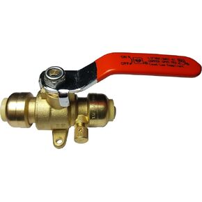 1 قطعة XFITTING 1/2" صمام كروي مناسب للدفع مع تصريف وأذن متدلية، منفذ كامل، 1/4 دورة، معتمد من NSF ANSI61 BRASS، وصلات سباكة للنحاس، PEX، CPVC