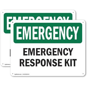 (2 Pack) Response Kit OSHA Emergency Sign 10 Inch X 7 Inch Plastic Sign, Weather Resistant, UV Protected for Workplace, Business, and Construction Site, Made in the USA