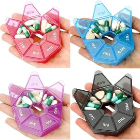 Pill Organizer, Pill Box, Small Pill Case, Medicine Pill Organizer 1 Time a Day, Weekly Pill Organizer, Pill Container, Pill Holder, Daily Pill Organizer Travel Pill Organizer 7 Day (4pcs Black)