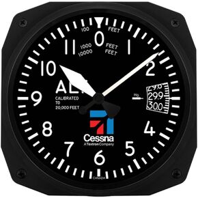 Trintec Aviator Cessna Altimeter Instrument Style 12 Hour 10" Wall Clock 3060-10-CES