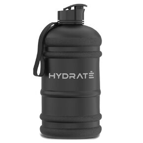 HYDRATE XL Jug 43 Oz Water Bottle - BPA Free, Leak Proof, Flip Cap, Ideal for Gym - Clear Water Container with Extra Strong Material - Perfect for Sports, Rugby, and on the Go (Matte Black, 1.3L)