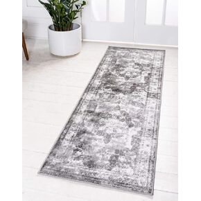 Unique Loom Sofia Collection Area Rug - Salle Garnier (3' 3" x 19' 8" Runner, Gray/ Ivory)