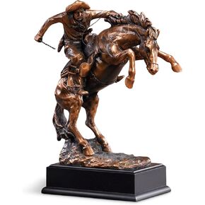 Fighting Western Cowboy Bronze Finish Statue with Base, 9 x 5.4 x 11.5 inch