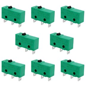 مفتاح صغير من سلسلة KW4-3Z بدون مقبض مفتاح حد السفر الصغير SPDT NO NC 3 Pin 5A250V مفتاح مفتاح بدون مقبض للتحكم العددي في الماكينة (أخضر)-8 قطع