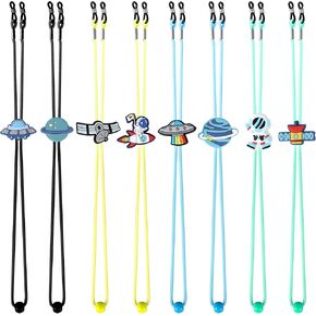 Kids Glasses Strap Adjustable Planet Space Anti-slip Eyeglass Straps Adjuster Stretchy Sunglass Straps String for Kids (8pcs) Eyewear Retainer Glasses Chain Glasses Lanyard for Boys Girls