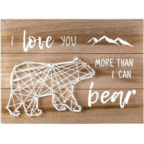 VILIGHT Woodland Nursery Wall Decor for Baby Boys and Girls - New Mom Gifts Rustic Sign for Mommy and Kids - I Love You More Than I Can Bear - String Art 12x8.6 Inches