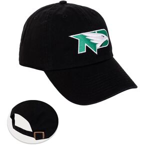 Desert Cactus University of North Dakota Baseball Hat Fighting Hawks UND Brimmed Embroirderd Cap Adjustable Cloth Strap Adult (Style A) Black