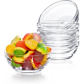 Mini Glass Prep Pinch Bowls, 3.5 inch 4 oz Clear Glass Bowls for Condiments, Small Glass Bowls, and Pinch Bowls (6 Pack)