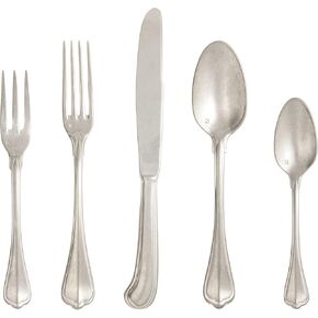 Fortessa Ashton Antiqued Flatware 5 Piece Place Setting, Stainless Steel