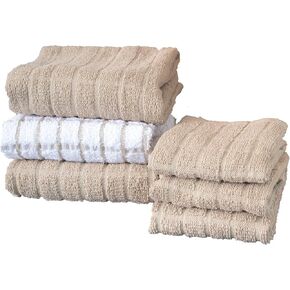 Ritz Premium Kitchen Towel and Dish Cloth Value Set: Highly Absorbent, Super Soft, Long-Lasting, 100% Cotton Checked and Solid Hand Towels, Tea Towels, Bar Towels - 6 Pack, Federal Blue