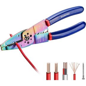 WORKPRO Wire Strippers Cutter, 8-inch Long Nose Wire Stripping Tool, Stainless Steel Wire Crimping Tools & Pliers, Multi-Function Hand Tool, Cuts 10-22 AWG