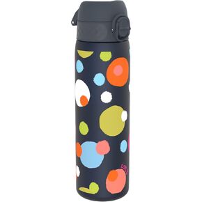 Ion8 Water Bottle, 500 ml/18 oz, Leak Proof, Easy to Open, Secure Lock, Dishwasher Safe, BPA Free, Hygienic Flip Cover, Carry Handle, Easy Clean, Odor Free, Carbon Neutral, Navy Blue, Spots Design