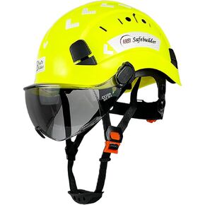 CR06+V Construction Safety Helmet with Visor ABS Hard Hat Adjustable Ventilation Hardhats Industrial Work Head Protection for Men Certified ANSI/ISEA Z89.1