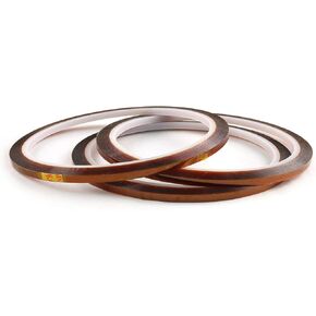 E-outstanding 3pcs 1/8" Tawny Polyimide Single Silicone Adhesive Tape 3mmx33m High Temperature Resistant Tape for Masking, Welding, PCB Gold Finger Protection, Electronic Adhesive Insulation