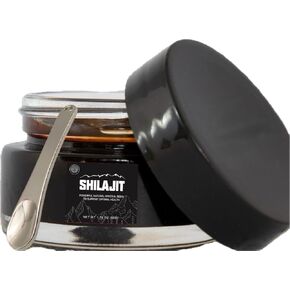 Pure Organic Shilajit Resin with Spoon | Authentic Himalayan Gold Grade Harvested 16,000-18,000 ft | Pure Unfiltered | 85+ Trace Minerals and Fulvic Acid for Energy and Immune Support | 50 grams