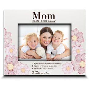 BELLA BUSTA-Mom Dictionary Definition Picture Frame-Mama, Mommy, Mum- Mother's Day, Christmas, Birthday Keepsake-UV Print Floral Design (5x7 Horizontal)