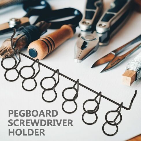 Cabilock 6 pcs Pegboard Screwdriver Holder peg Board Organizer Accessories pegboard Shelf Hooks Tool pegboard Hooks Black Shelves Black Hooks Metal peg Board Multi-Ring Tool Holders Grid in Saudi Arabia