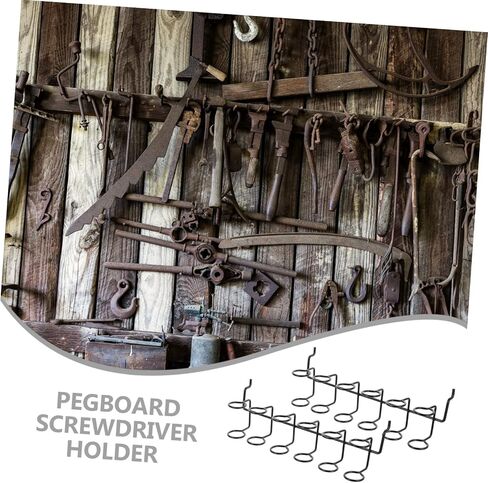 Cabilock 6 pcs Pegboard Screwdriver Holder peg Board Organizer Accessories pegboard Shelf Hooks Tool pegboard Hooks Black Shelves Black Hooks Metal peg Board Multi-Ring Tool Holders Grid in Saudi Arabia