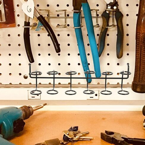 Cabilock 6 pcs Pegboard Screwdriver Holder peg Board Organizer Accessories pegboard Shelf Hooks Tool pegboard Hooks Black Shelves Black Hooks Metal peg Board Multi-Ring Tool Holders Grid in Saudi Arabia