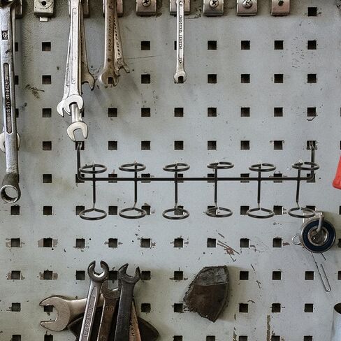 Cabilock 6 pcs Pegboard Screwdriver Holder peg Board Organizer Accessories pegboard Shelf Hooks Tool pegboard Hooks Black Shelves Black Hooks Metal peg Board Multi-Ring Tool Holders Grid in Saudi Arabia
