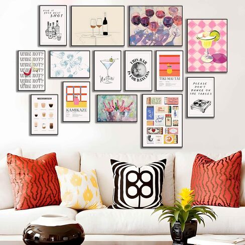 VejiA Retro and modern cocktail art wall painting - colorful bar decoration poster, perfect for kitchen, home office and college dormitory (Unframed, 8x12and12x16) in Saudi Arabia
