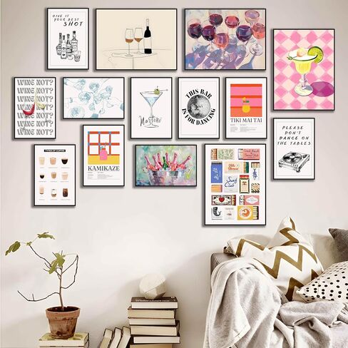 VejiA Retro and modern cocktail art wall painting - colorful bar decoration poster, perfect for kitchen, home office and college dormitory (Unframed, 8x12and12x16) in Saudi Arabia