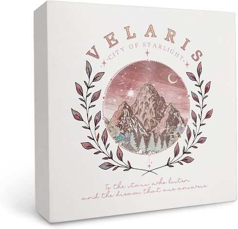 OFlich Book Lovers Wood Box Sign - Book Lovers Readers Gifts, the House of Wind Book Club Bookish Wooden Signs for Home Decor, Velaris Decor, Book Shelf Decor, Book Club Gifts 5x5 (Black-2) in Kuwait