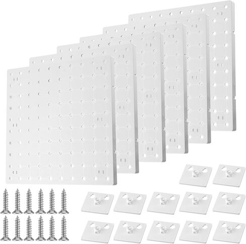 6 قطع من لوحات تنظيم الحائط بيجبورد، 9.8 × 9.8 بوصة، منظمة حرفية بيضاء بيجبورد مع حفر وبدون طريقة حفر، لوحة بيجبورد ABS لغرفة الحرف اليدوية، جراج منضدة المطبخ in Kuwait