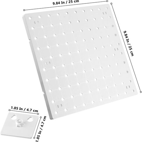 6 قطع من لوحات تنظيم الحائط بيجبورد، 9.8 × 9.8 بوصة، منظمة حرفية بيضاء بيجبورد مع حفر وبدون طريقة حفر، لوحة بيجبورد ABS لغرفة الحرف اليدوية، جراج منضدة المطبخ in Kuwait