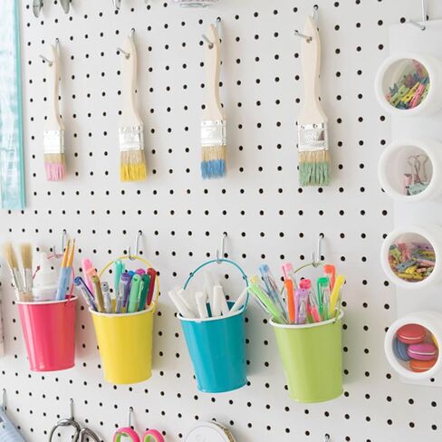 6 قطع من لوحات تنظيم الحائط بيجبورد، 9.8 × 9.8 بوصة، منظمة حرفية بيضاء بيجبورد مع حفر وبدون طريقة حفر، لوحة بيجبورد ABS لغرفة الحرف اليدوية، جراج منضدة المطبخ in Kuwait