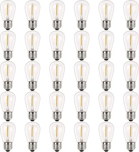 Newhouse Lighting S14LED15P Outdoor Weatherproof 1W (11W Equivalent) Shatter-Resistant S14 LED Replacement String Light Bulbs, Warm White 2700K, Standard E26 Base, 15-Pack in Saudi Arabia