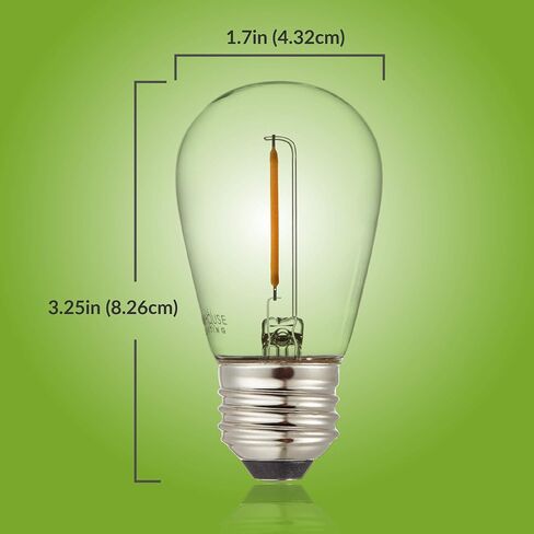 Newhouse Lighting S14LED15P Outdoor Weatherproof 1W (11W Equivalent) Shatter-Resistant S14 LED Replacement String Light Bulbs, Warm White 2700K, Standard E26 Base, 15-Pack in Saudi Arabia