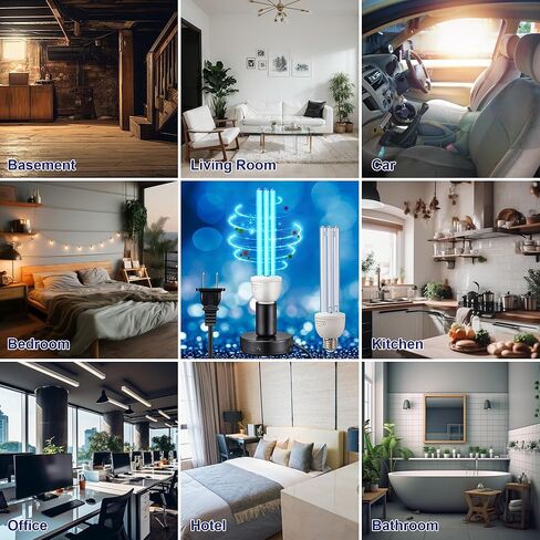 ضوء الأشعة فوق البنفسجية 25 وات، مصباح UVC مع قاعدة E27 ومصباح UVC بديل، لمبة إضاءة UV للطابق السفلي/غرفة النوم/المطبخ، مع الأوزون in Kuwait