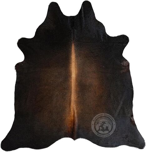 سجادة Sunshine Cowhides 100% من جلد البقر البني الداكن الأصلي - سجادة جلد حيوان على الطراز الحديث وسجادة أرضية لغرفة المعيشة وغرفة النوم والمطبخ والمزيد - كبيرة جدًا (6x7-8 قدم) in Kuwait