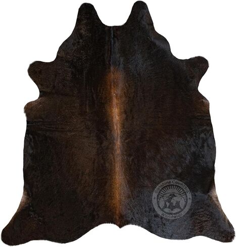 سجادة Sunshine Cowhides 100% من جلد البقر البني الداكن الأصلي - سجادة جلد حيوان على الطراز الحديث وسجادة أرضية لغرفة المعيشة وغرفة النوم والمطبخ والمزيد - كبيرة جدًا (6x7-8 قدم) in Kuwait