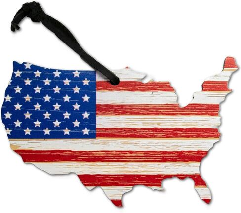 Flags of Valor American Flag Christmas Ornament, Red White and Blue Hanging Wood Ornament with Gift Box, 2.5" T x 4" W, Patriotic Decor for Tree, Fourth of July, Independence Day, Memorial Day in Saudi Arabia