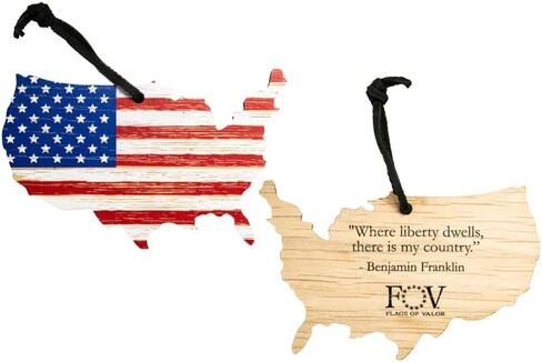 Flags of Valor American Flag Christmas Ornament, Red White and Blue Hanging Wood Ornament with Gift Box, 2.5" T x 4" W, Patriotic Decor for Tree, Fourth of July, Independence Day, Memorial Day in Saudi Arabia