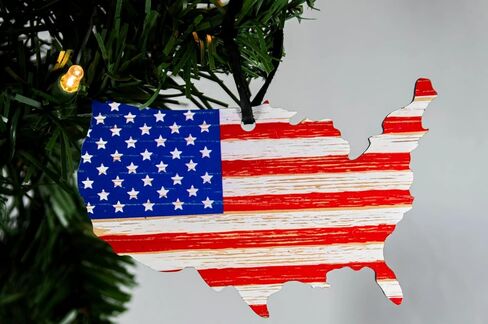 Flags of Valor American Flag Christmas Ornament, Red White and Blue Hanging Wood Ornament with Gift Box, 2.5" T x 4" W, Patriotic Decor for Tree, Fourth of July, Independence Day, Memorial Day in Saudi Arabia