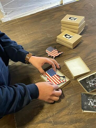 Flags of Valor American Flag Christmas Ornament, Red White and Blue Hanging Wood Ornament with Gift Box, 2.5" T x 4" W, Patriotic Decor for Tree, Fourth of July, Independence Day, Memorial Day in Saudi Arabia