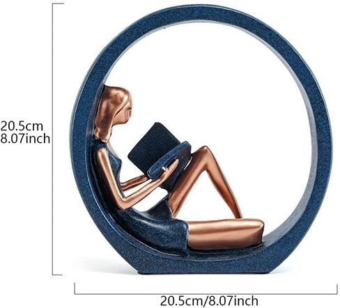 تمثال راتنج فتاة القراءة، منحوتة دائرية لفتاة اليوغا، هدية تمثال صغير لمعلمي القراء للمكتب، الخزانة، رف الكتب، ديكور المنزل المكتبي (الحجم: 8.07 × 8.07 بوصة) in Kuwait