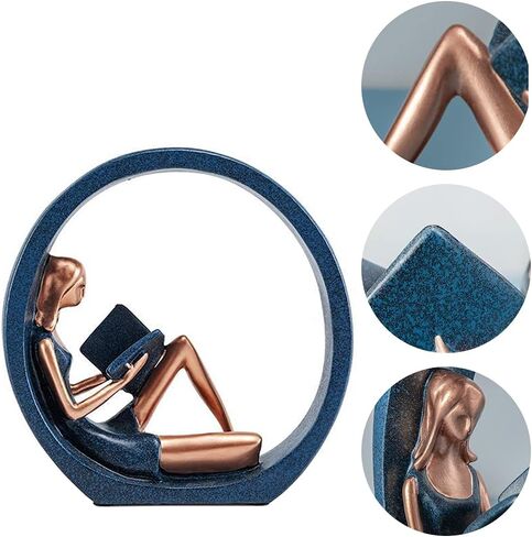 تمثال راتنج فتاة القراءة، منحوتة دائرية لفتاة اليوغا، هدية تمثال صغير لمعلمي القراء للمكتب، الخزانة، رف الكتب، ديكور المنزل المكتبي (الحجم: 8.07 × 8.07 بوصة) in Kuwait